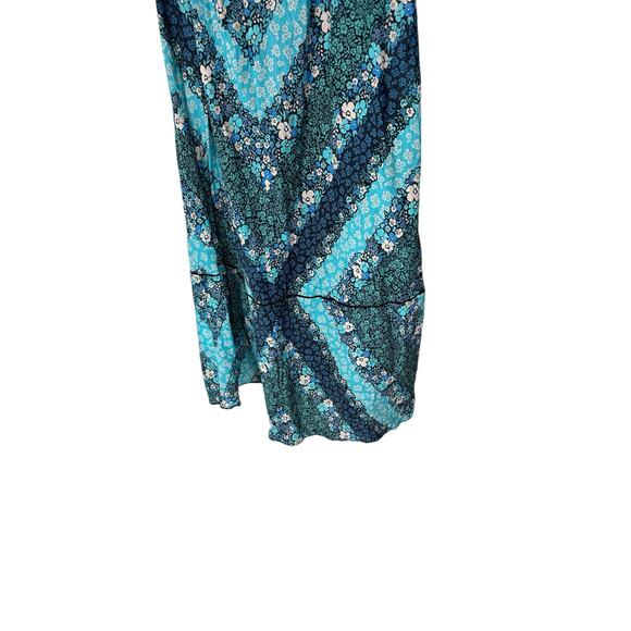 Shoshanna Blue Floral Button Front V-Neck Smocked Halter Midi Dress Size Medium - Picture 7 of 11